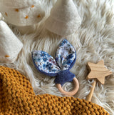 Anneau oreilles de Lapin en hêtre / Romane Bleu