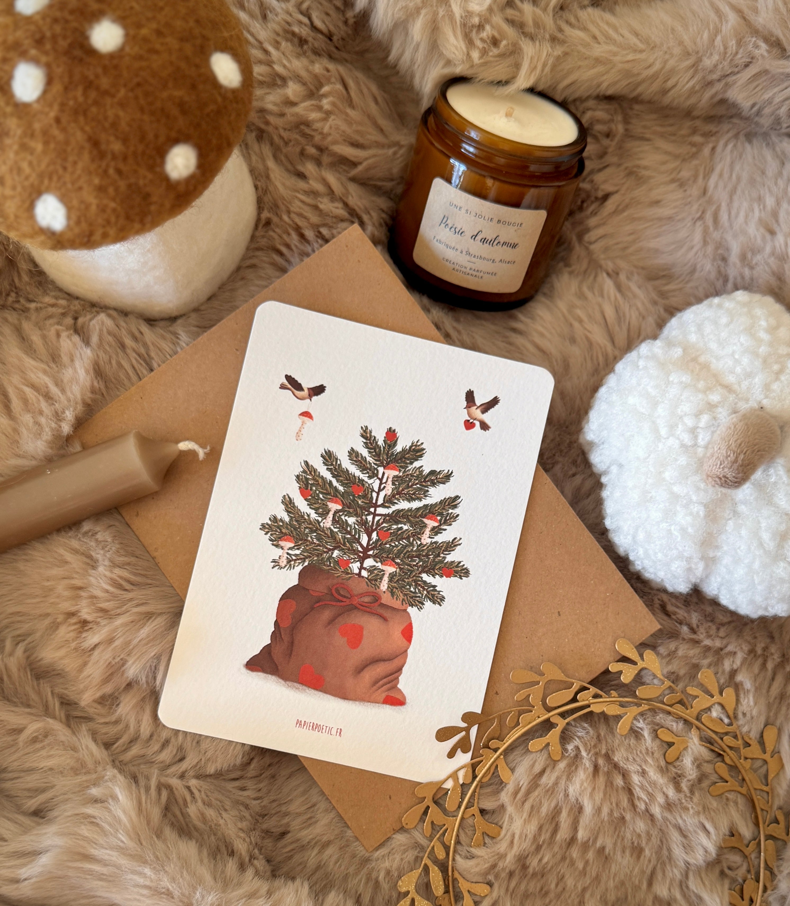 Carte "Sapin de Noël des oiseaux"