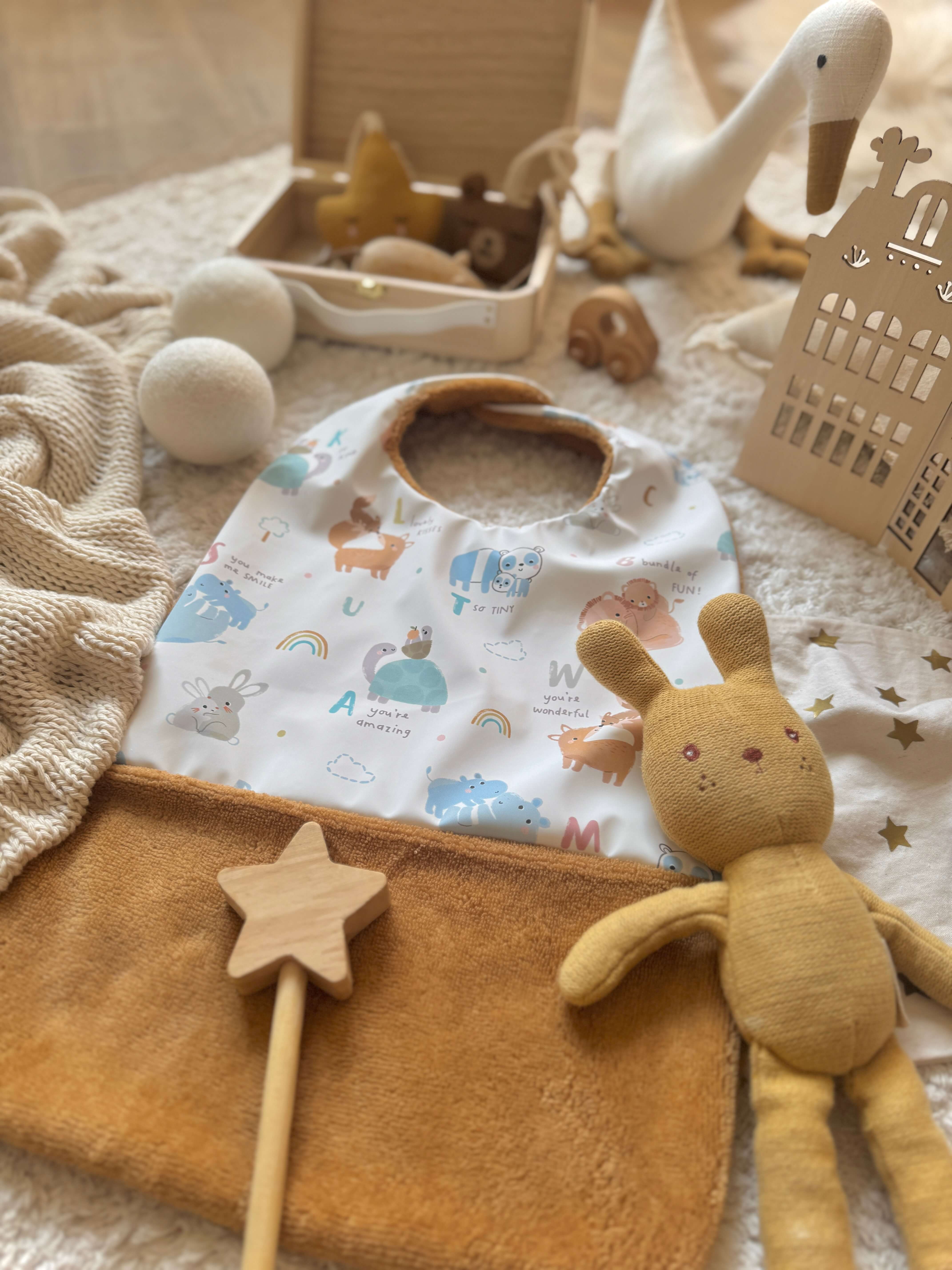 Bavoir Grand Bout'Chou / Tissu Imperméable Mamma - Bambou Camel