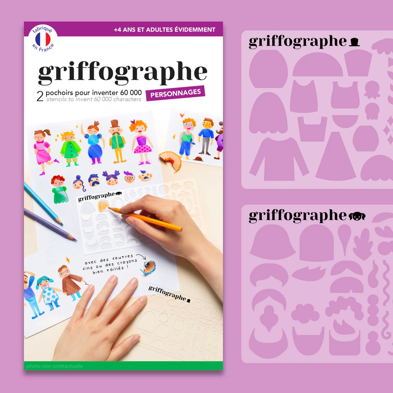 Kit de dessins créatifs avec pochoirs / Griffographe