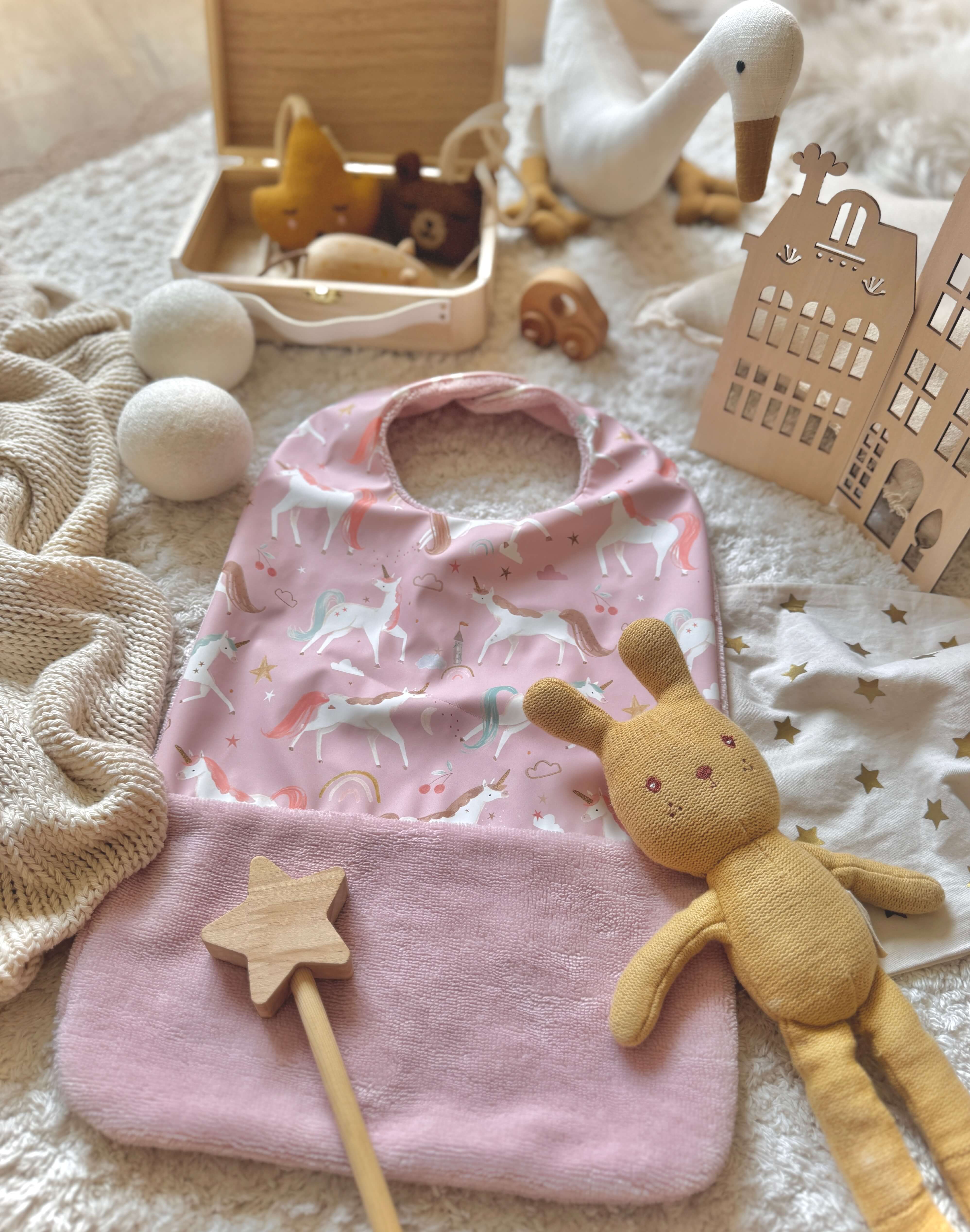 Bavoir Grand Bout'Chou / Tissu Imperméable Lyliane - Bambou Pétale