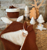 Liste de Naissance de Vanessa - Cape Teddy Peluche Toffee / Bambou Ecru - 75cm - Oreilles Ourson