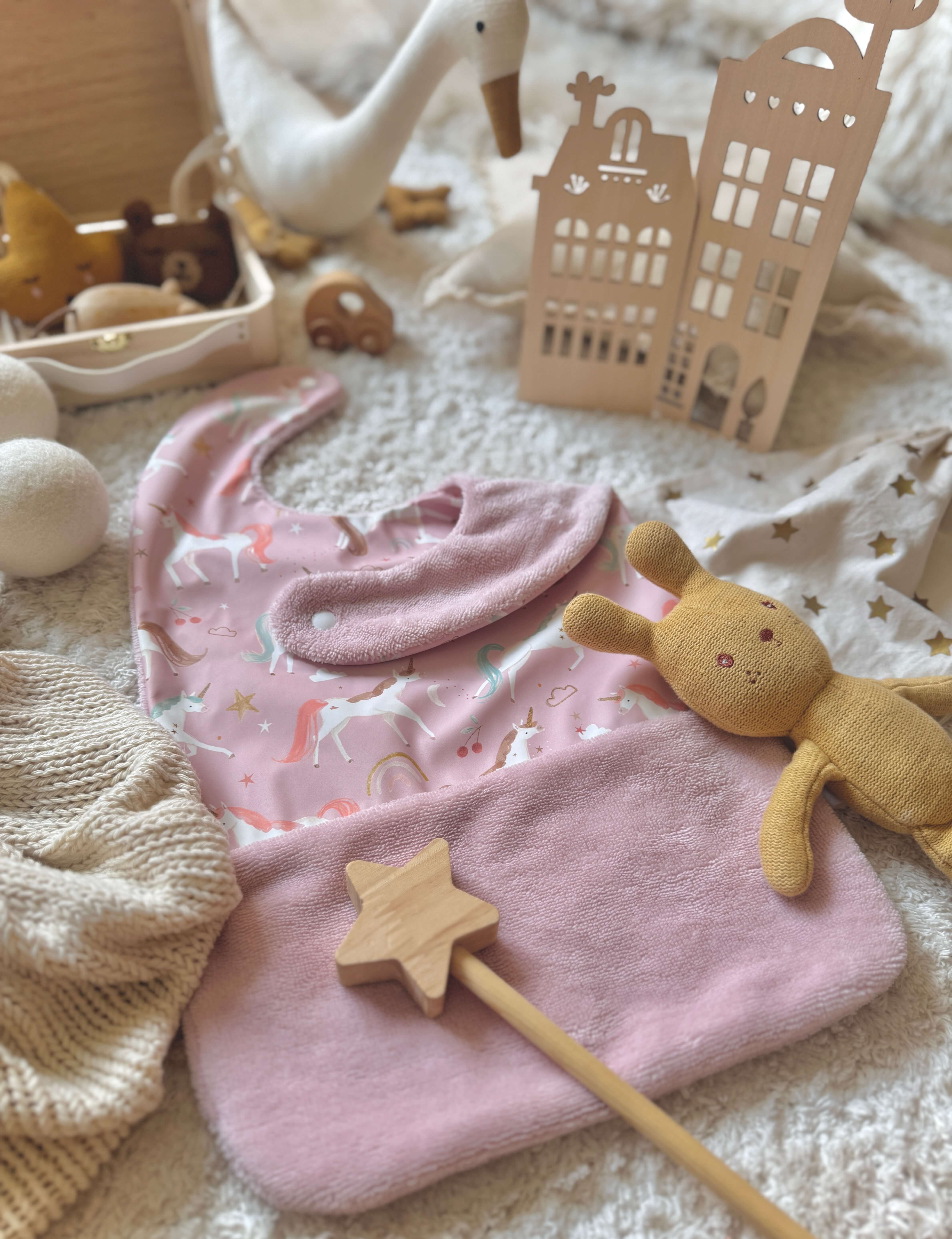 Bavoir Grand Bout'Chou / Tissu Imperméable Lyliane - Bambou Pétale