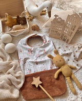 Bavoir Grand Bout'Chou / Tissu Imperméable Ilapio - Bambou Caramel