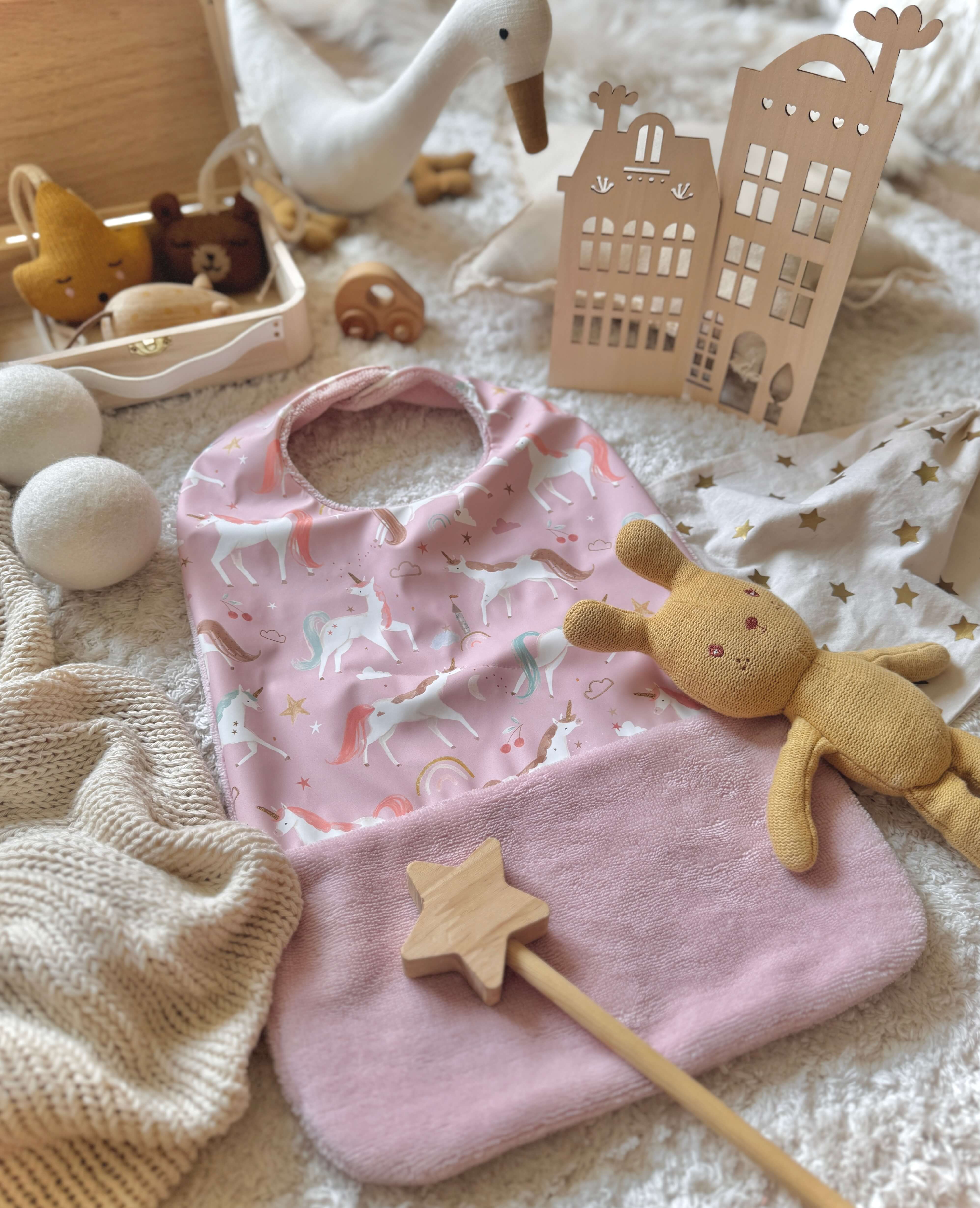 Bavoir Grand Bout'Chou / Tissu Imperméable Lyliane - Bambou Pétale