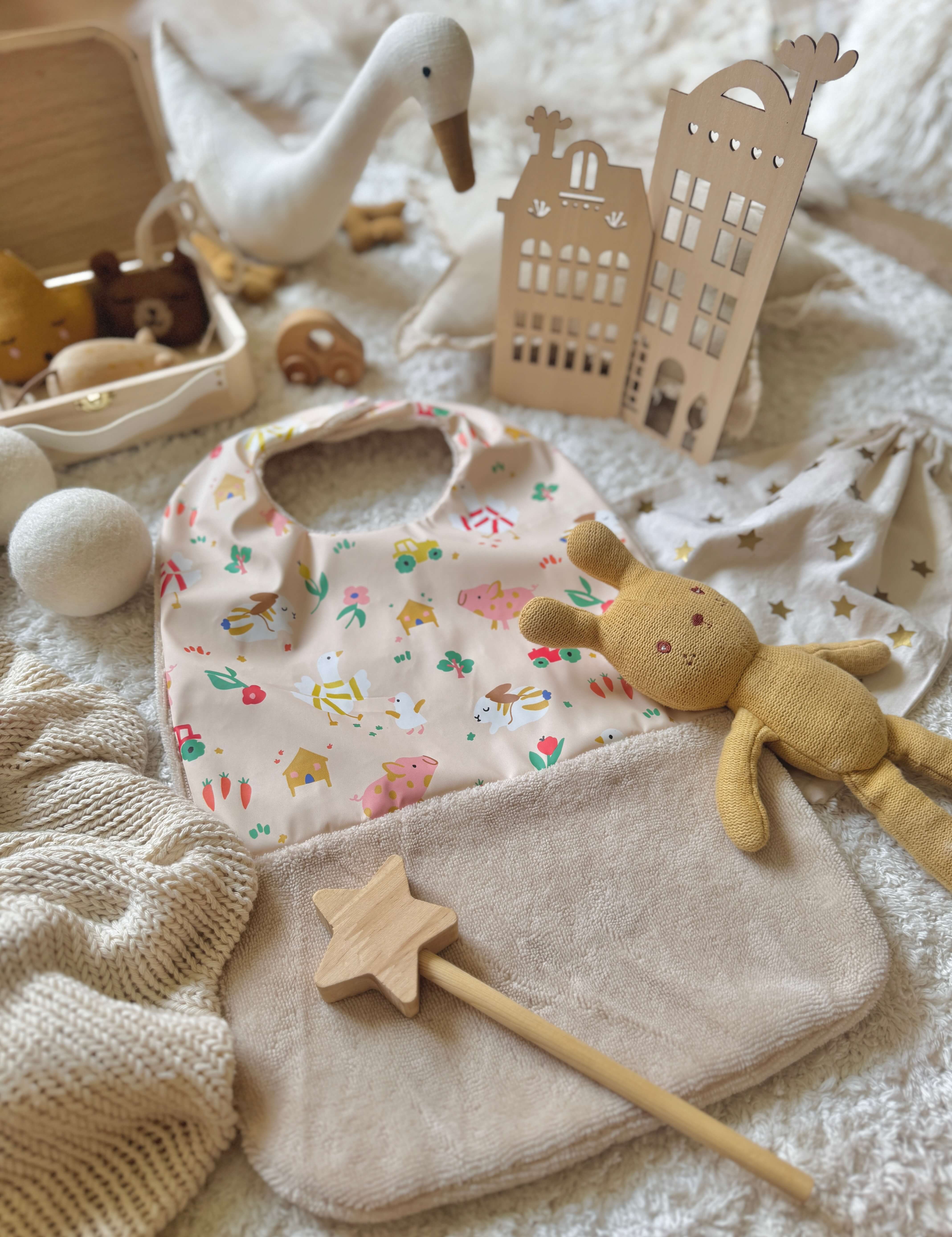 Bavoir Grand Bout'Chou / Tissu Imperméable Picoti - Bambou Lin