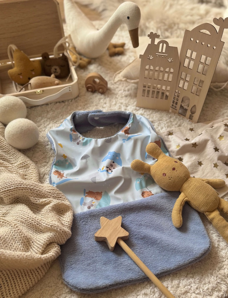 Bavoir Grand Bout'Chou / Tissu Imperméable Clapotis - Bambou Baltique