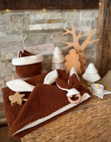 Liste de Naissance de Vanessa - Cape Teddy Peluche Toffee / Bambou Ecru - 75cm - Oreilles Ourson