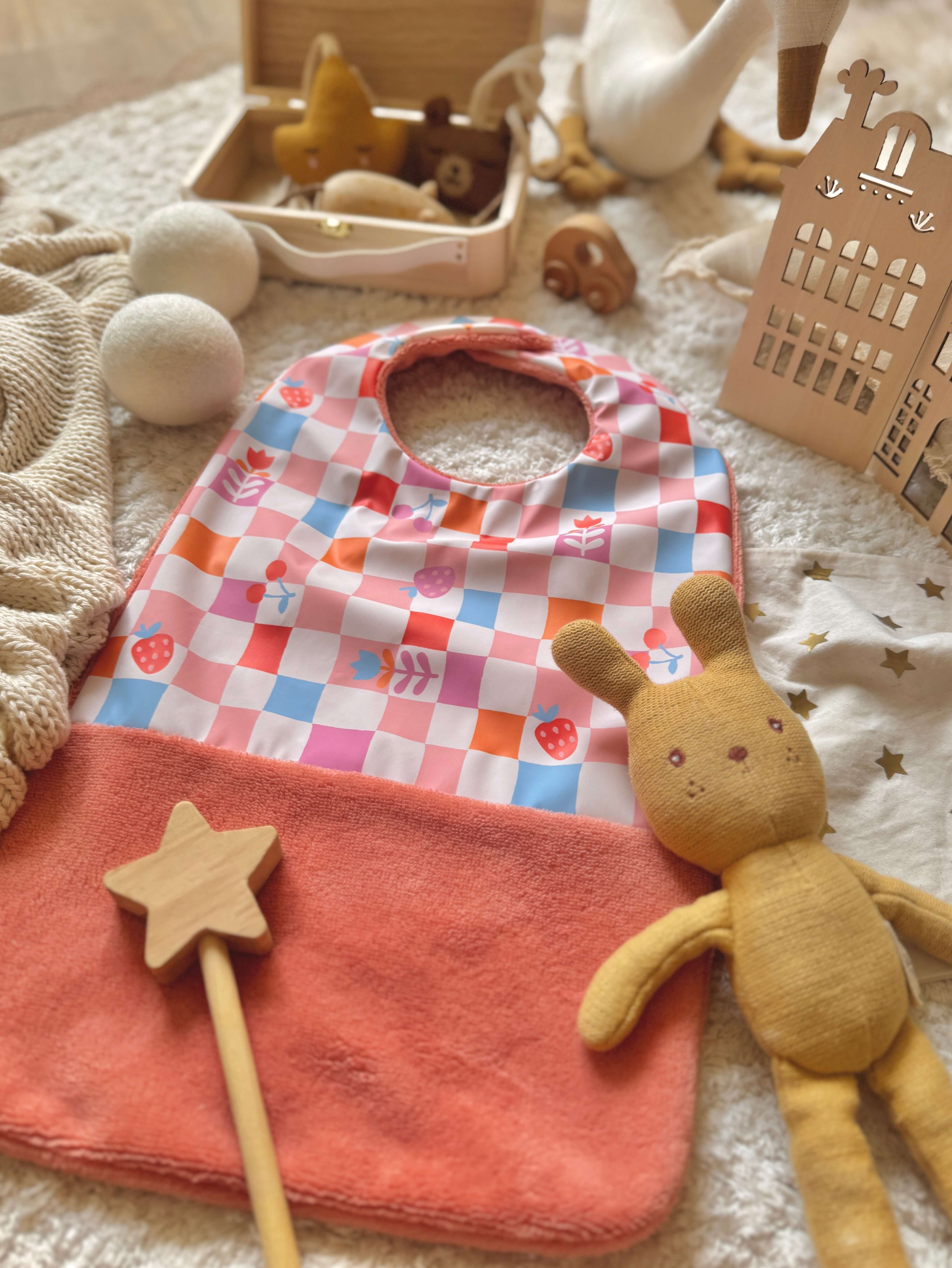 Bavoir Grand Bout'Chou / Tissu Imperméable Cirafine - Bambou Marsala