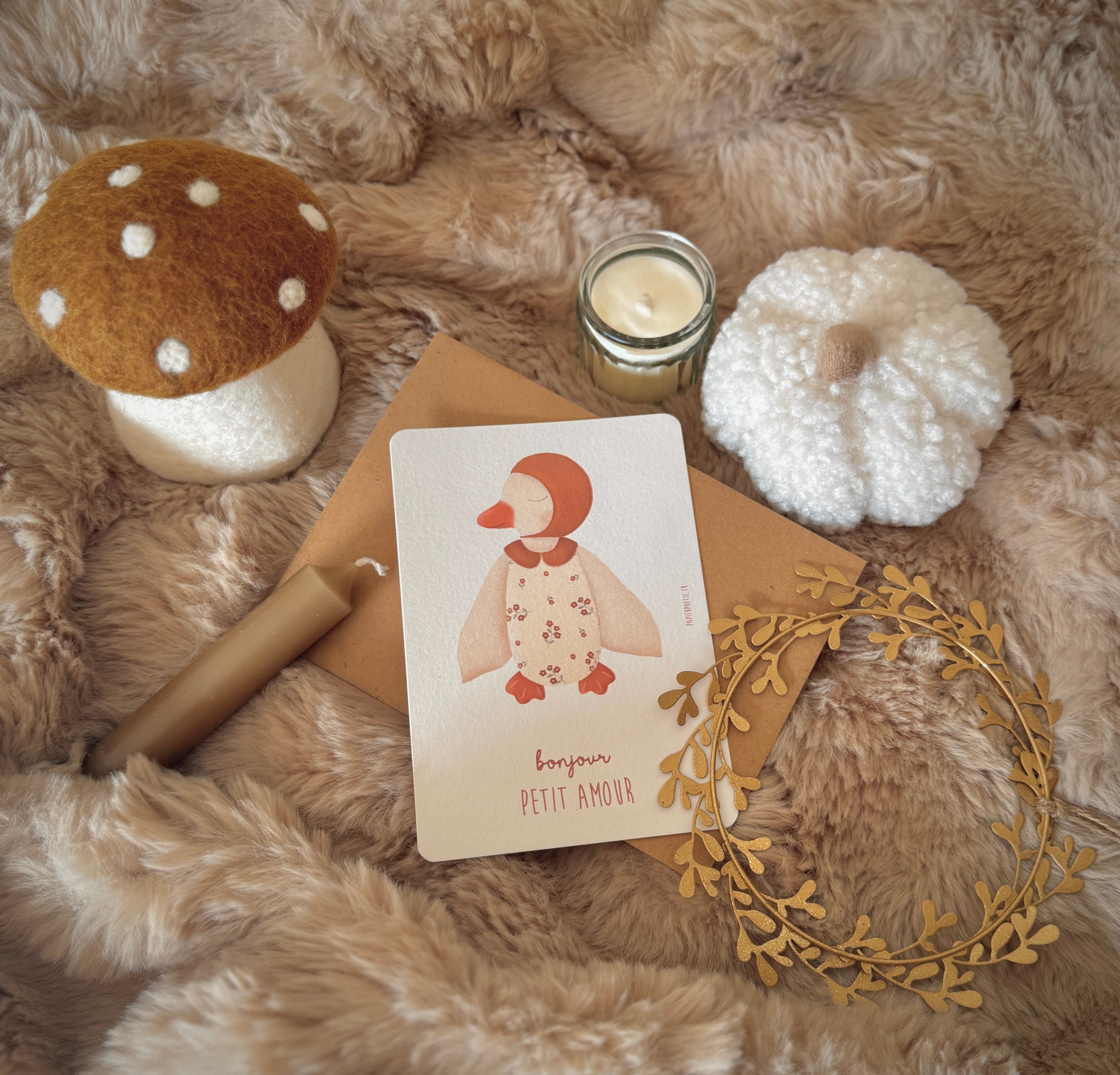 Carte "Doudou Canard Girl"